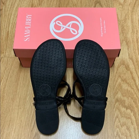 NEW Sam & Libby Black Sandals with Silver Accents - Picture 2 of 5